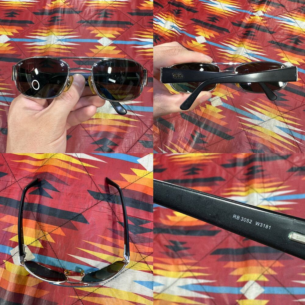 Ray Ban RB3052 W3181 Sleek Matte Black Flex Hinges Sunglasses Wrap Frames